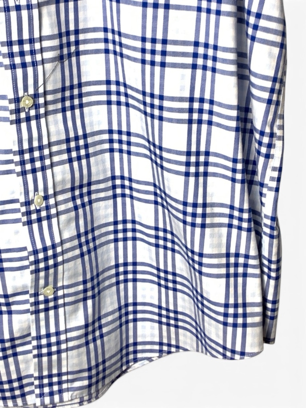 Lands End Mens 2XLT Blue Plaid No Iron Twill Short Sleeve Button Shirt Tall - Picture 9 of 16